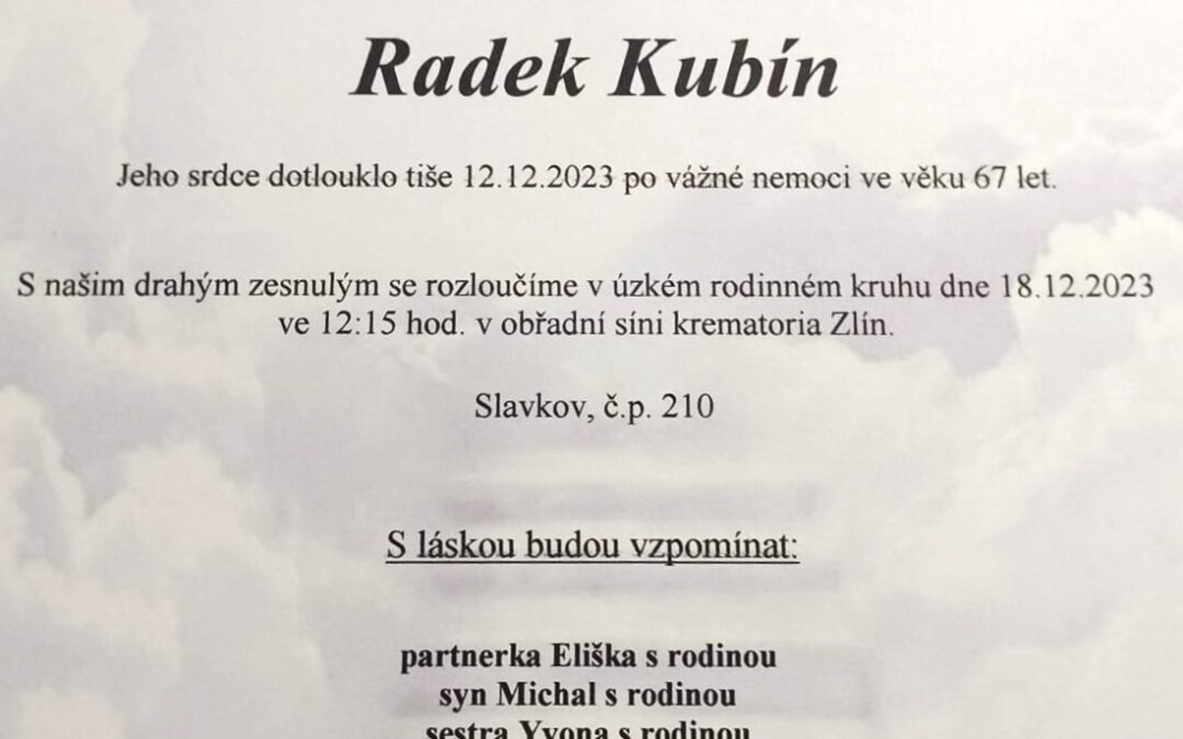 Sbohem a modré nebe Radku.